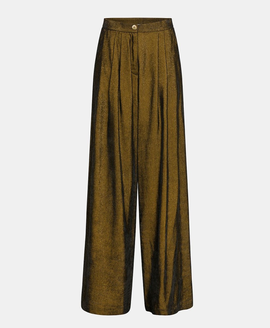 Clothing Momoni | Patrice Pant In Fluid Lurex Needlecord - Black/Gold