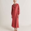 Clothing Momoni | Bethany Dress In Plain Silk - Burgundy