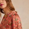 Clothing Momoni | Morgan Blouse In Printed Stretch Satin - Pink/Camel