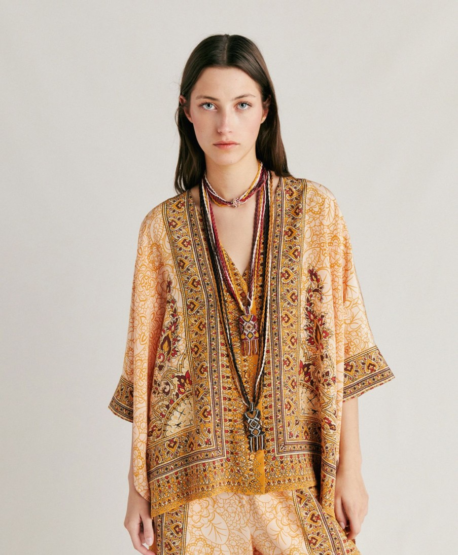 Clothing Momoni | Ray Shirt In Crepe De Chine - Burnt/Multicolor