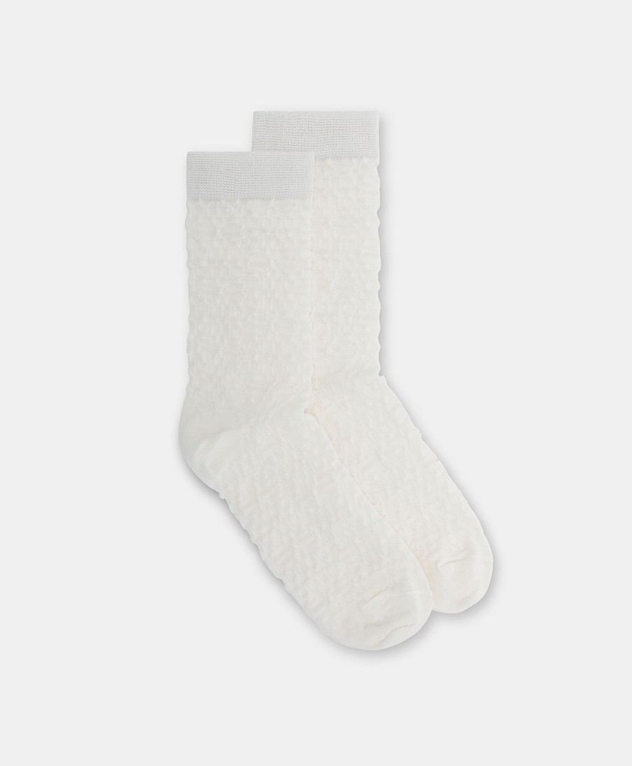 Shoes And Accessories Momoni | Sal Socks With Jacquard Logo - White