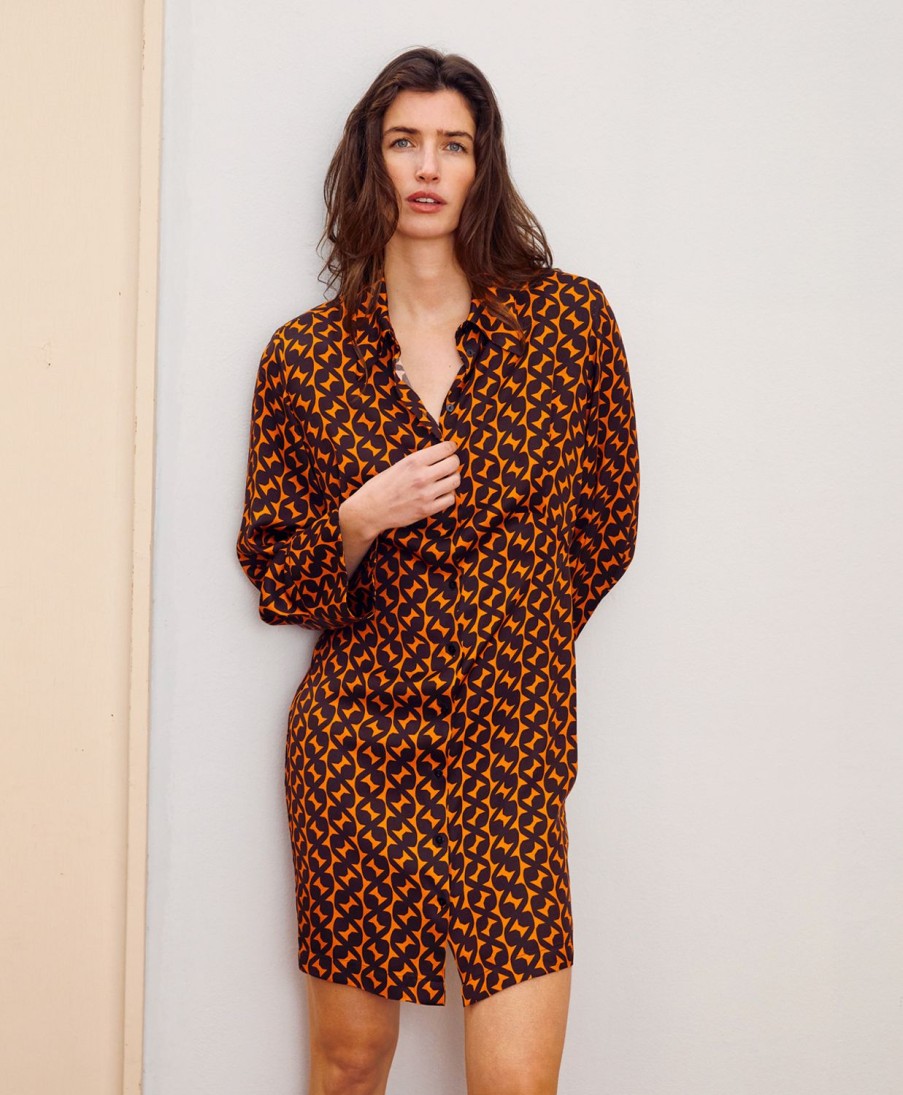 Clothing Momoni | Florentin Dress - Brown/Orange