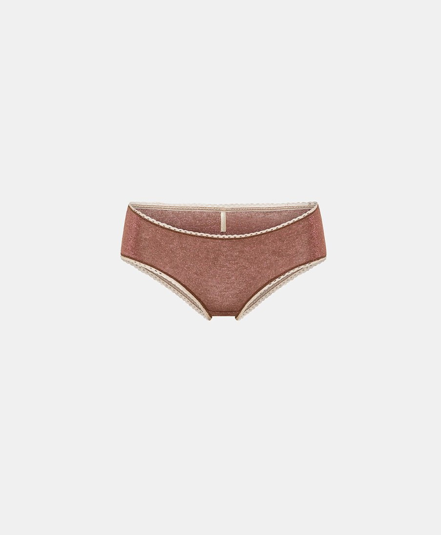 Underwear Momoni | Amaca Slip In Lurex Jersey - Earth Brown