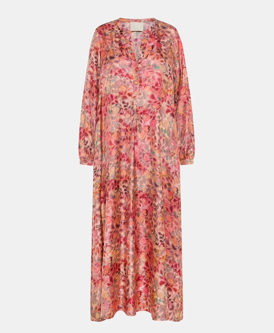 Clothing Momoni | Amede Dress In Printed Silk Twill - Multicolor Pink