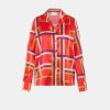 Clothing Momoni | Simon Shirt In Printed Stretch Satin - Red/Purple