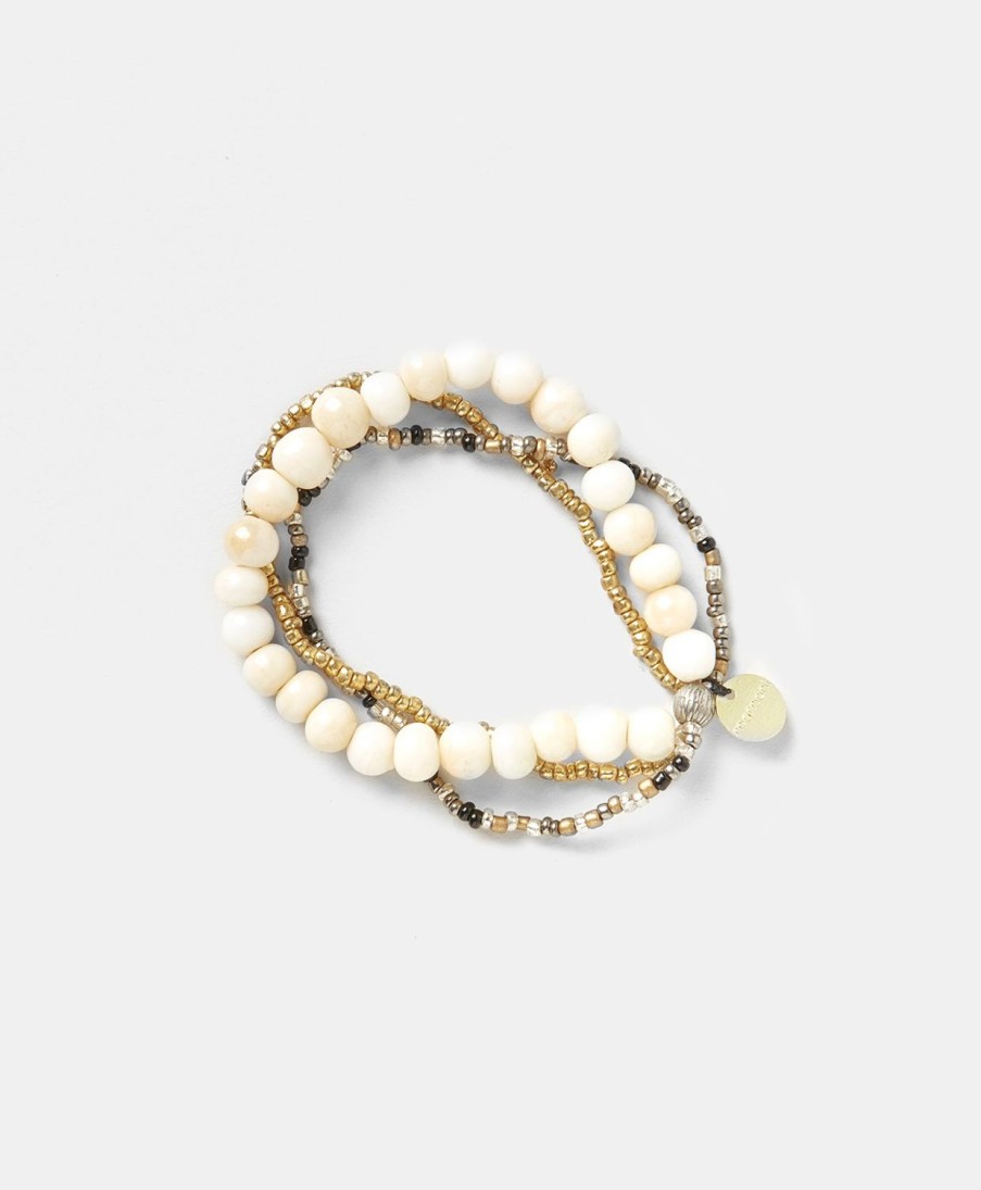 Shoes And Accessories Momoni | Lacelot Bracelet With Beads - Natural