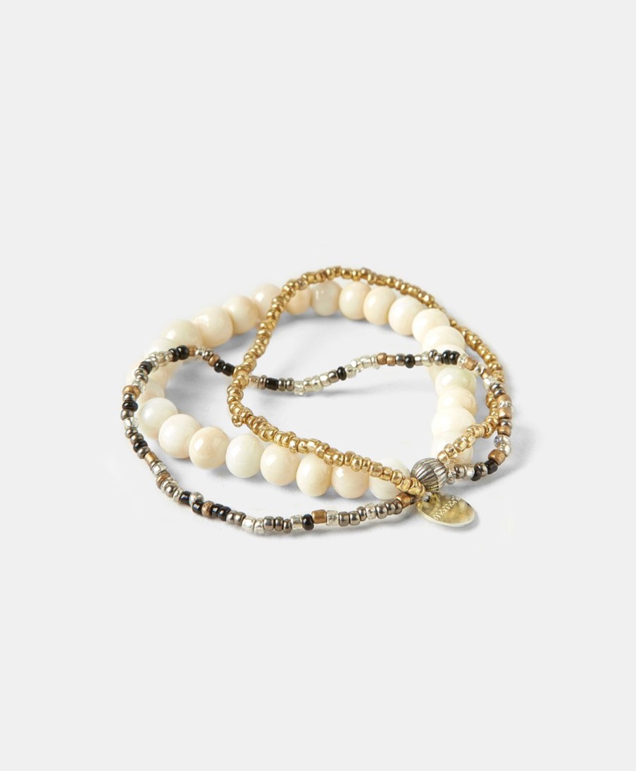 Shoes And Accessories Momoni | Lacelot Bracelet With Beads - Natural