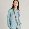 Clothing Momoni | Meudon Shirt In Plain Silk - Cerulean