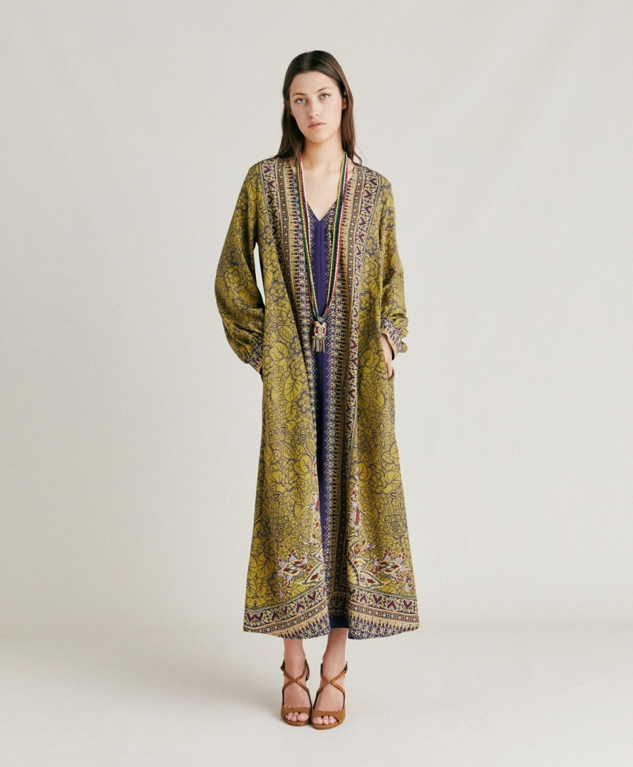 Clothing Momoni | Adelma Dress In Crepe De Chine - Blue Multicolour