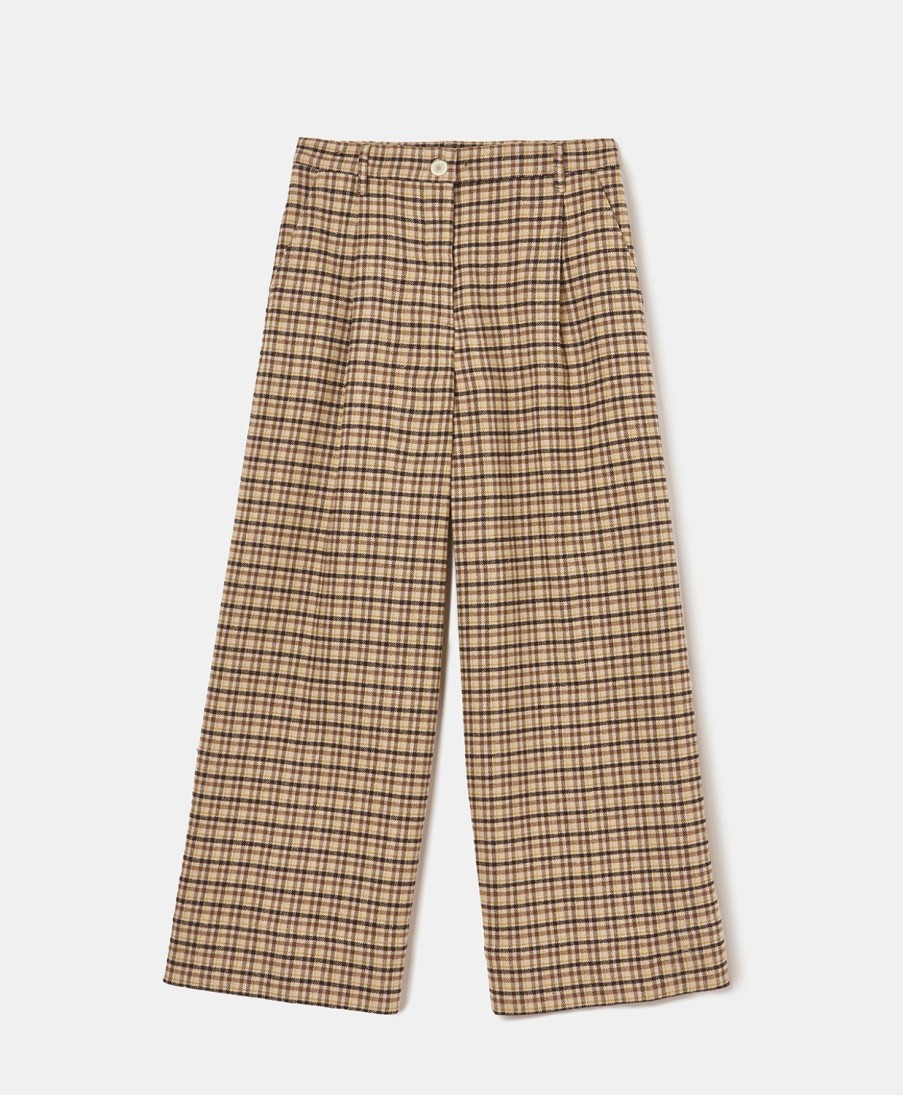 Clothing Momoni | Grecale Pants In Check Wool Gabardine - Beige/Brown/Yellow