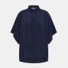 Clothing Momoni | Brooklyn Shirt In Plain Acetate Silk - Dark Blue