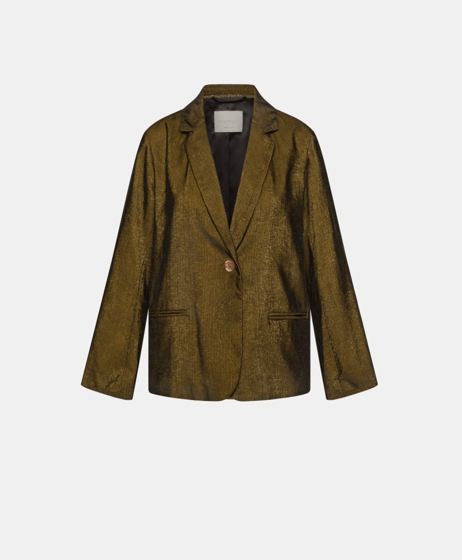 Clothing Momoni | Emma Jacket In Fluid Lurex Needlecord - Black/Gold