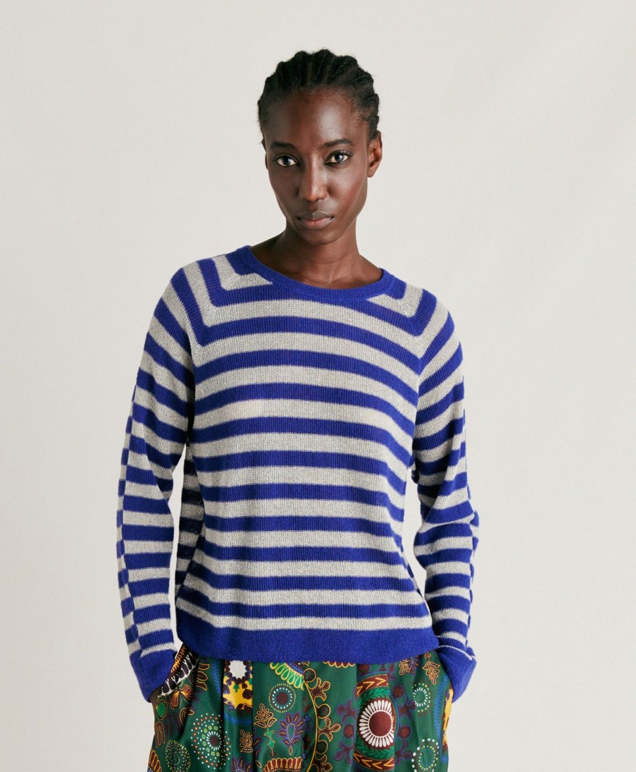 Clothing Momoni | Marmotta Knitwear Striped Lurex Ribbed - Blue