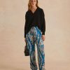 Clothing Momoni | Austin Pant In Printed Viscose Twill - Multicolor Blue