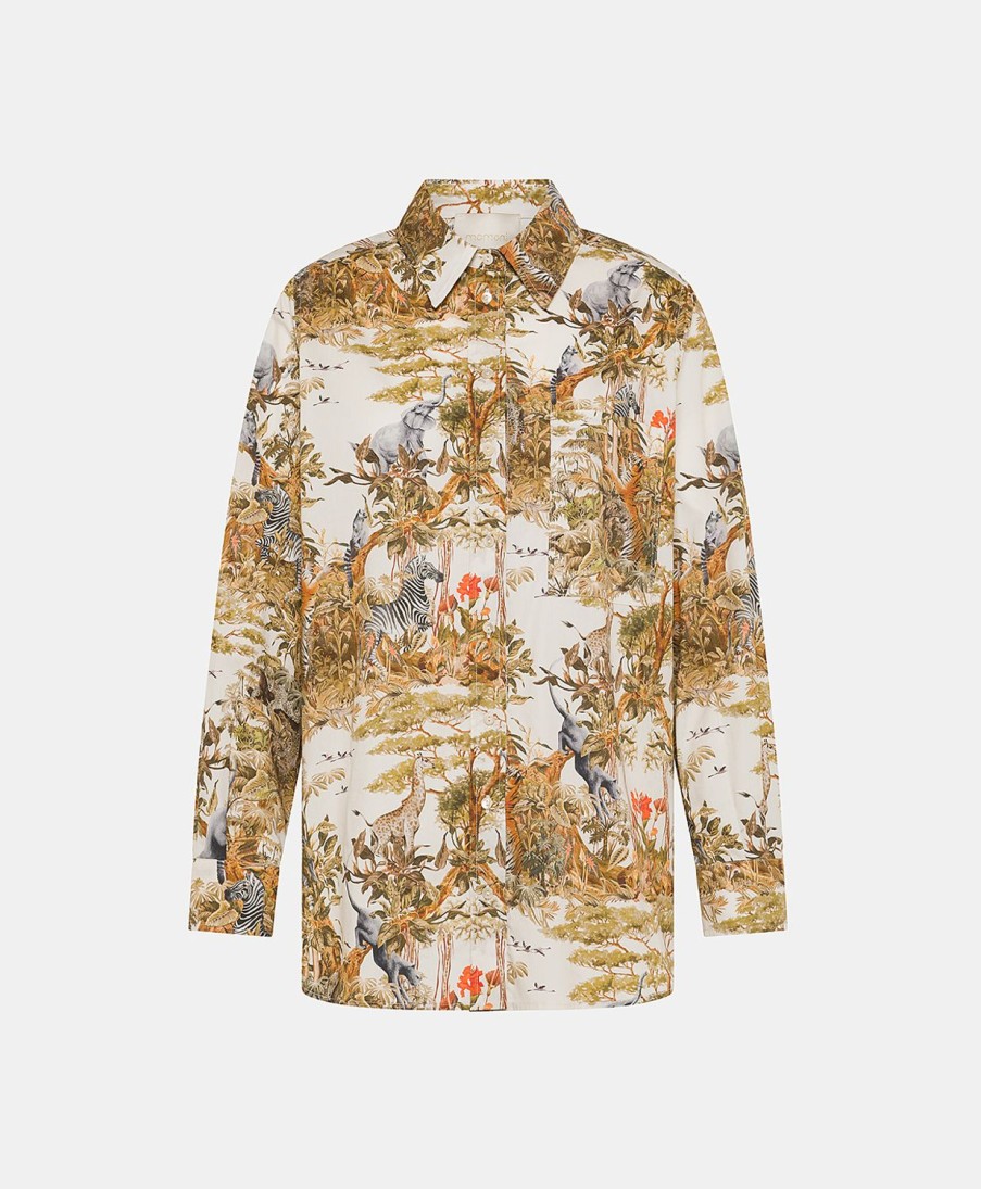 Clothing Momoni | Ostina Shirt In Poplin - Cream/Multicolor