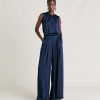 Clothing Momoni | Patrice Bis Pant In Plain Silk - Dark Blue