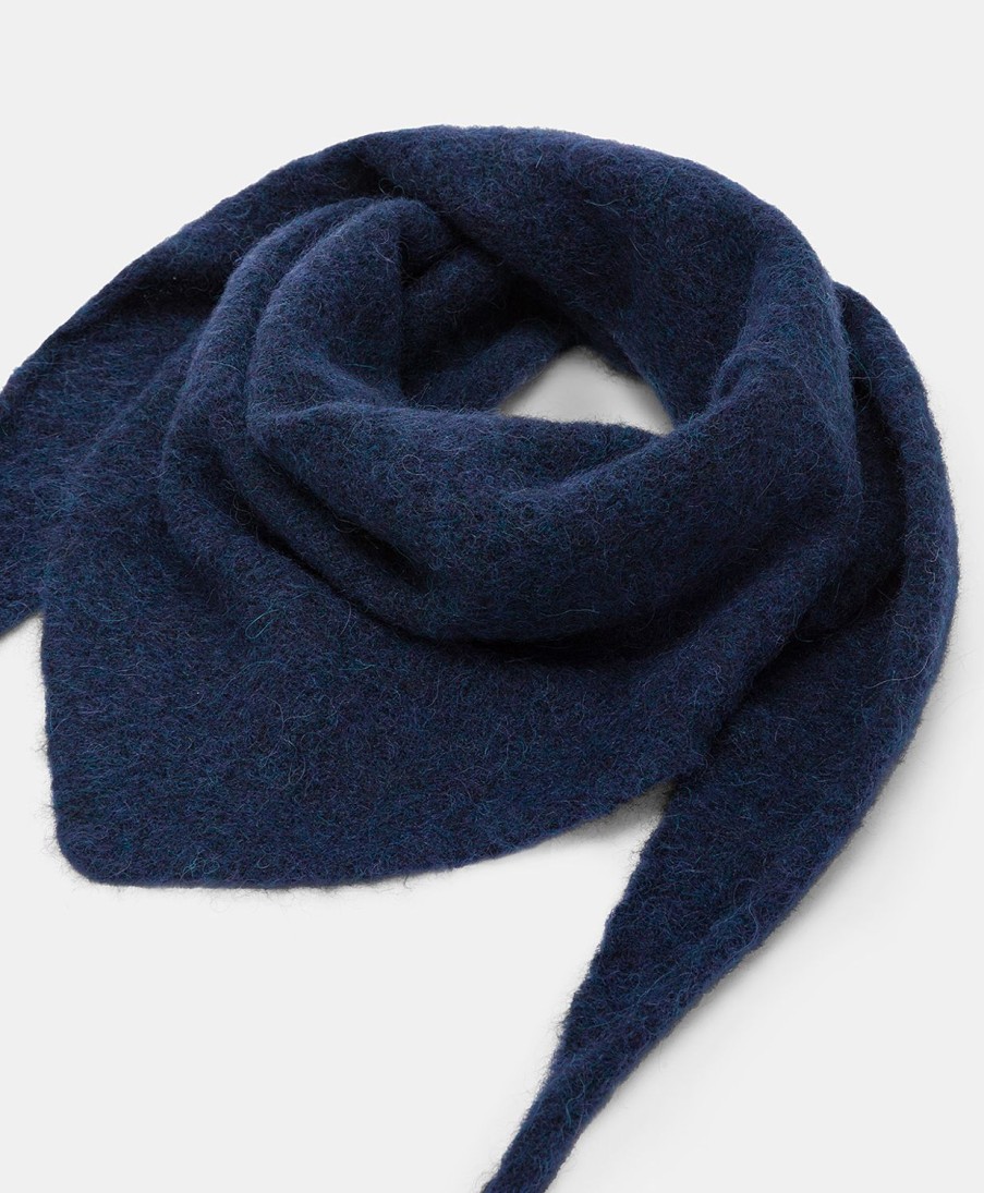 Shoes And Accessories Momoni | Baltico Bis Scarf Fleece-Effect Baby Alpaca - Blue