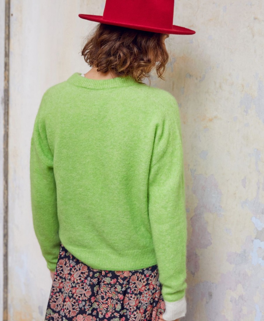 Clothing Momoni | Abete Knitwear In Colour Block Baby Alpaca - Acid Green