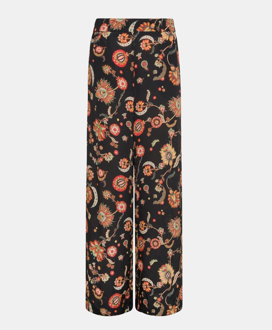 Clothing Momoni | Baccarat Pant In Printed Crepe De Chine - Multicolor Black