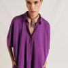 Clothing Momoni | Brooklyn Shirt In Lurex Jersey - Cyclamen