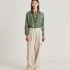 Clothing Momoni | Arles Shirt In Silk Twill - Green/Multicolor