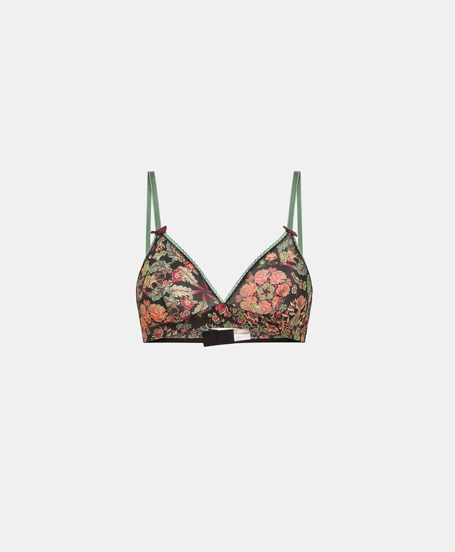 Underwear Momoni | Tutu Bra In Printed Nylon - Black/Red