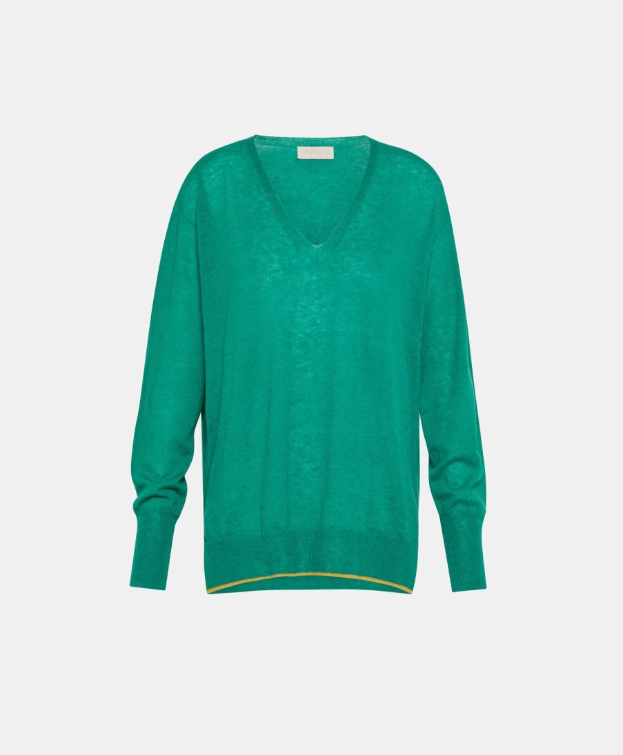 Clothing Momoni | Eric Knitwear In Light Alpaca - Emerald Green