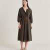 Clothing Momoni | Caldes Dress With Cotton Voile - Army Green