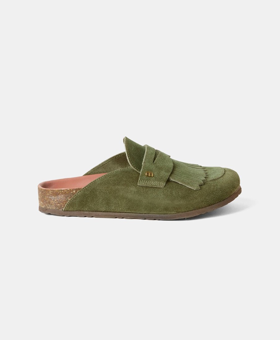 Shoes And Accessories Momoni | Pierrich Slippers Fringed - Grass Green