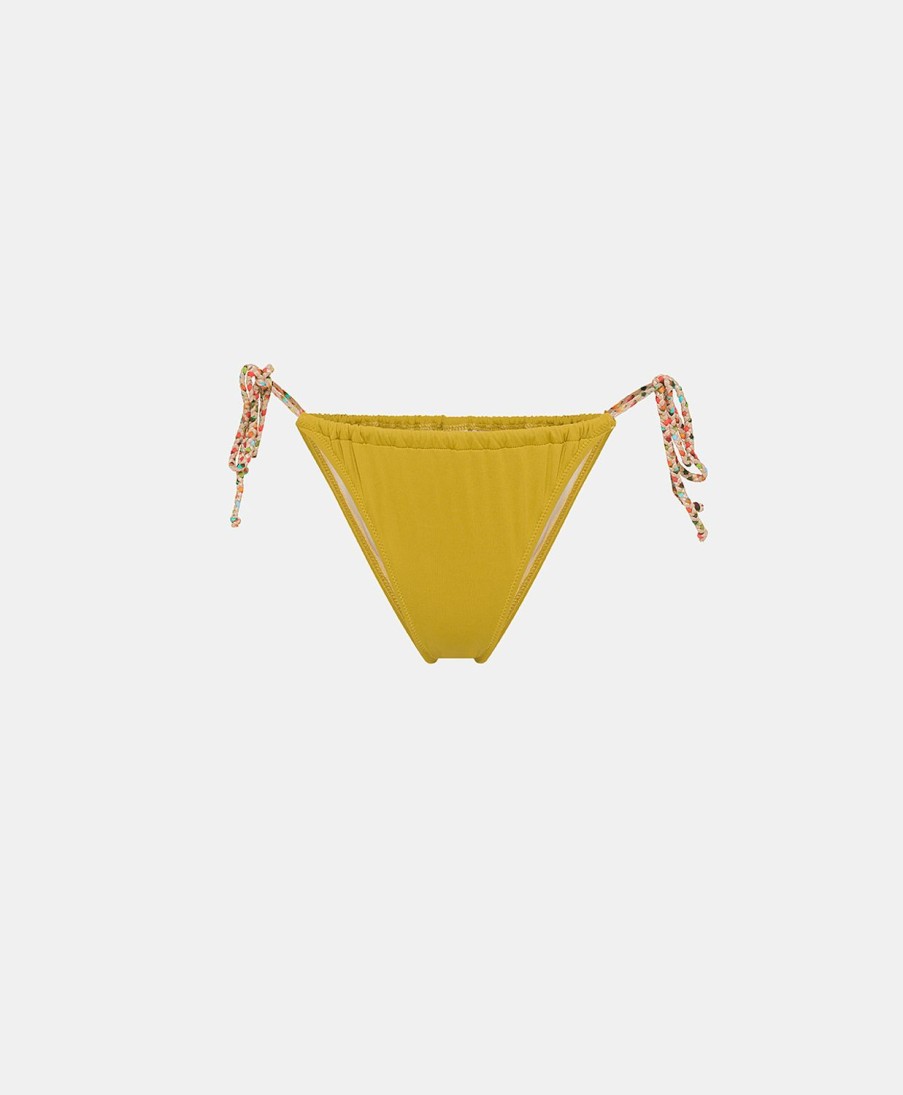 Beachwear Momoni | Romantica Bikini Bottom With Braided Straps - Oil Green