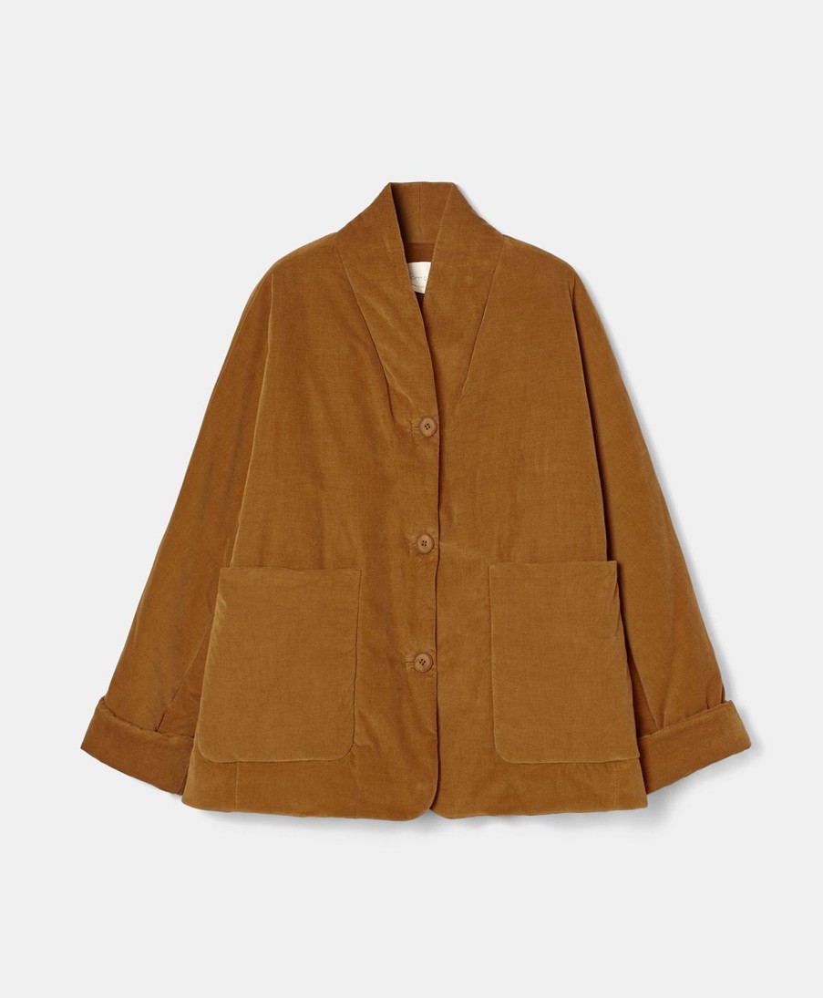 Clothing Momoni | Gildas Coat In Stretch Corduroy - Peach