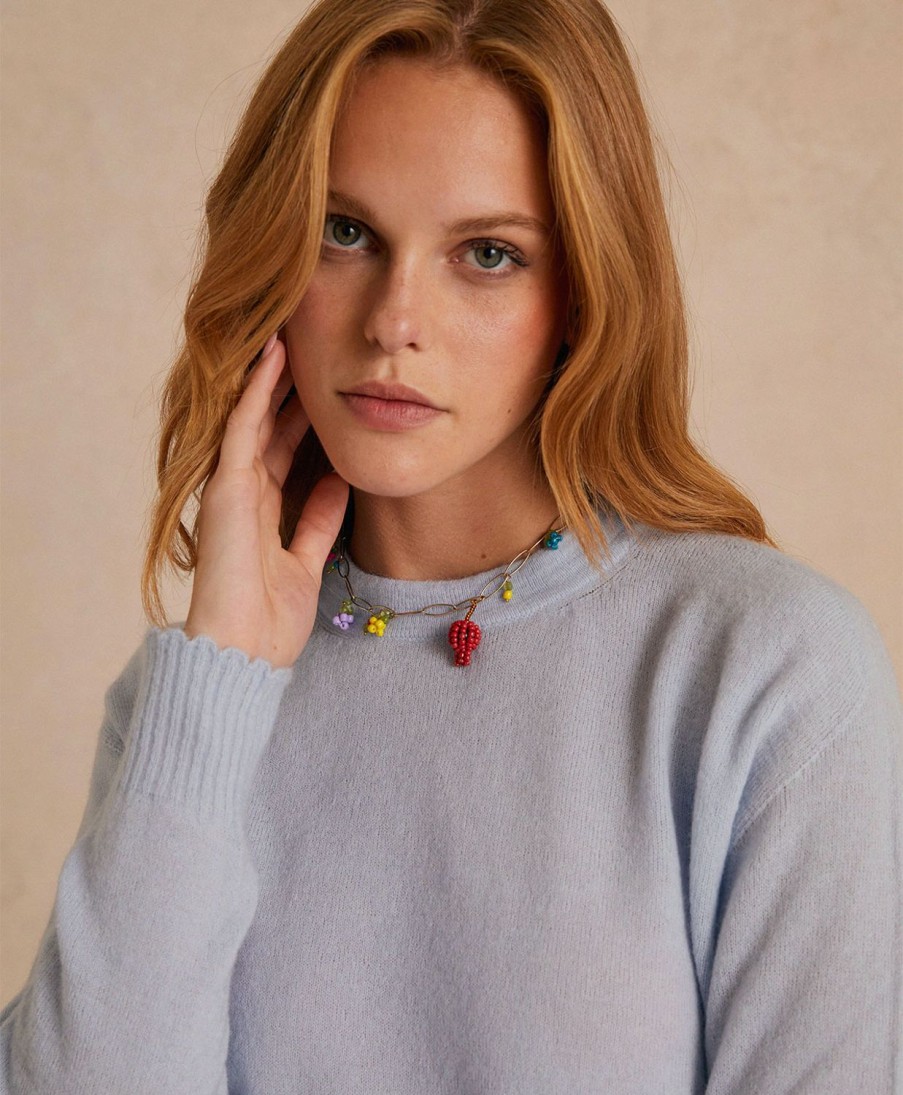 Clothing Momoni | Visone Knitwear In Soft Stretch Mohair - Sky Blue