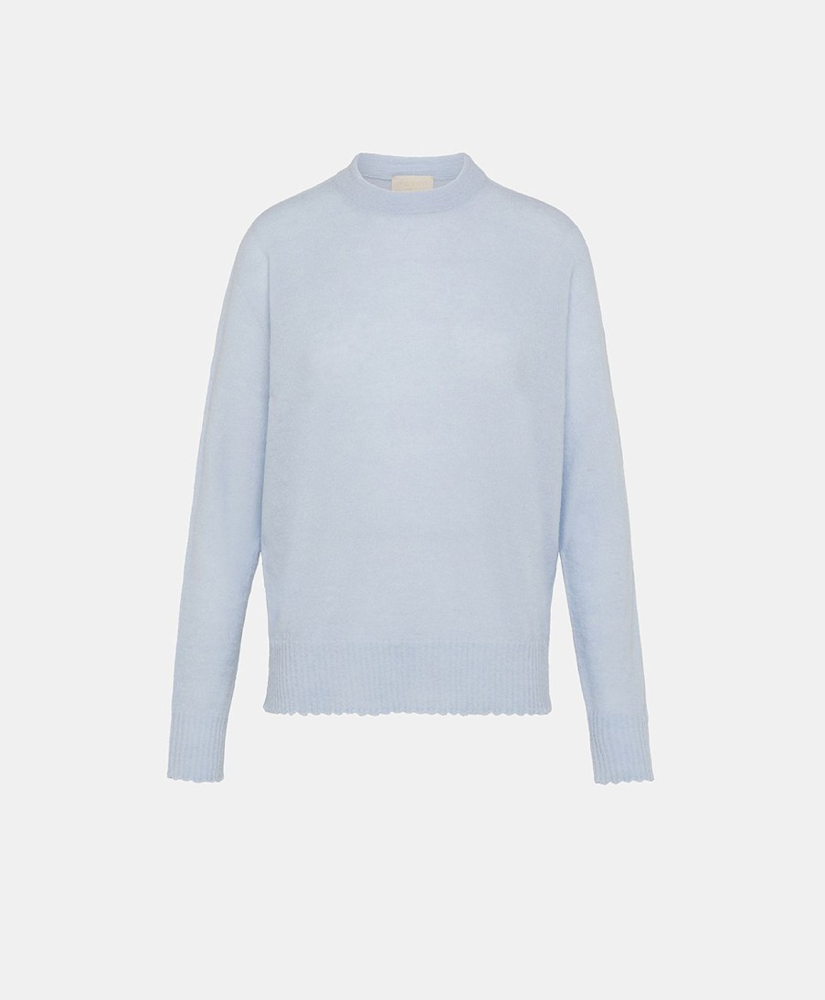 Clothing Momoni | Visone Knitwear In Soft Stretch Mohair - Sky Blue