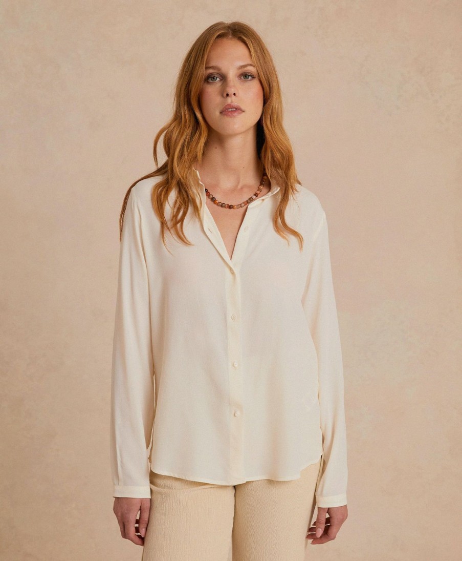 Clothing Momoni | Meudon Shirt In Silk Crepe Blend - Butter