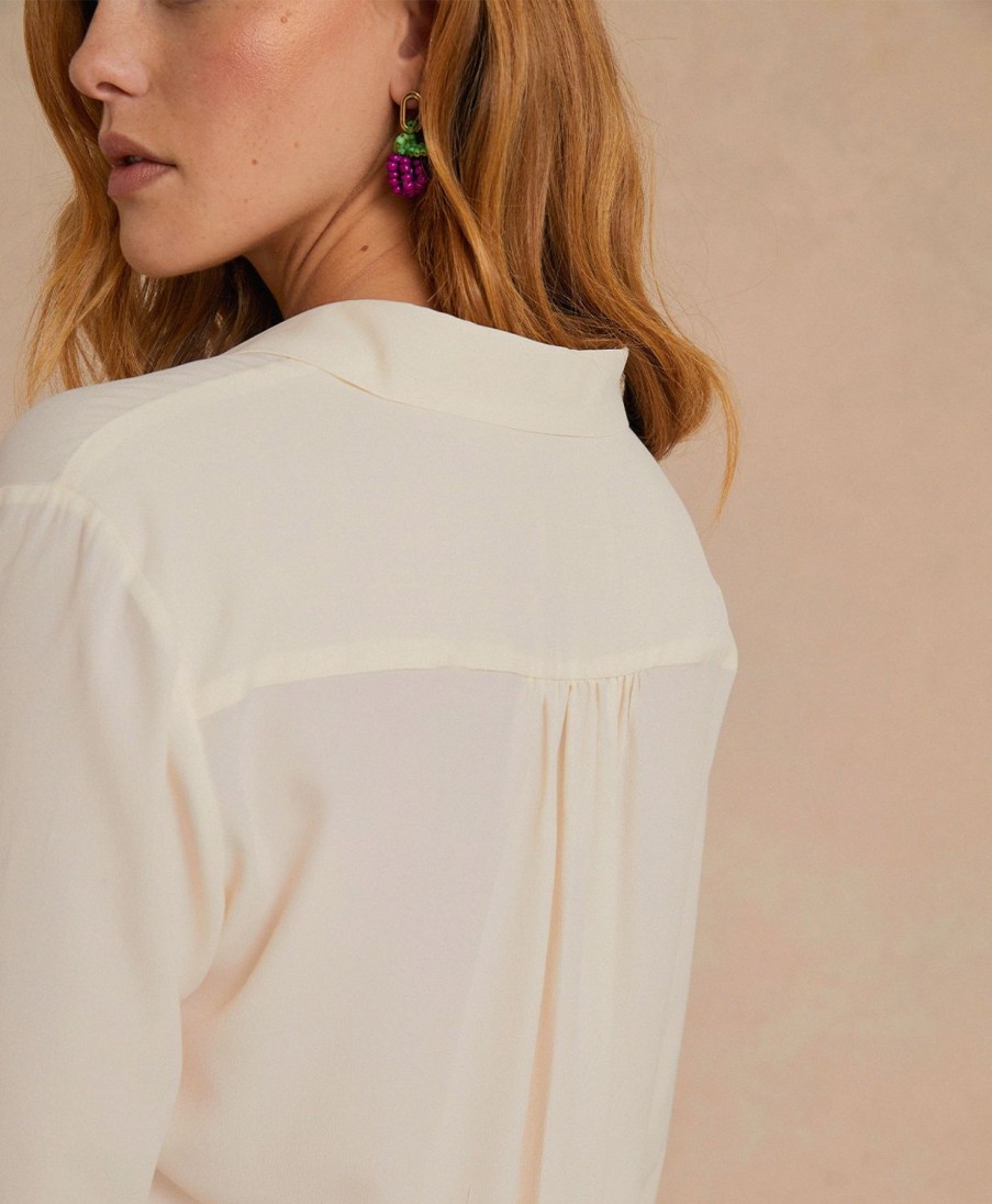 Clothing Momoni | Meudon Shirt In Silk Crepe Blend - Butter