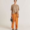 Clothing Momoni | Iora Tshirt In Striped Lurex Jersey - Rust Multicolour