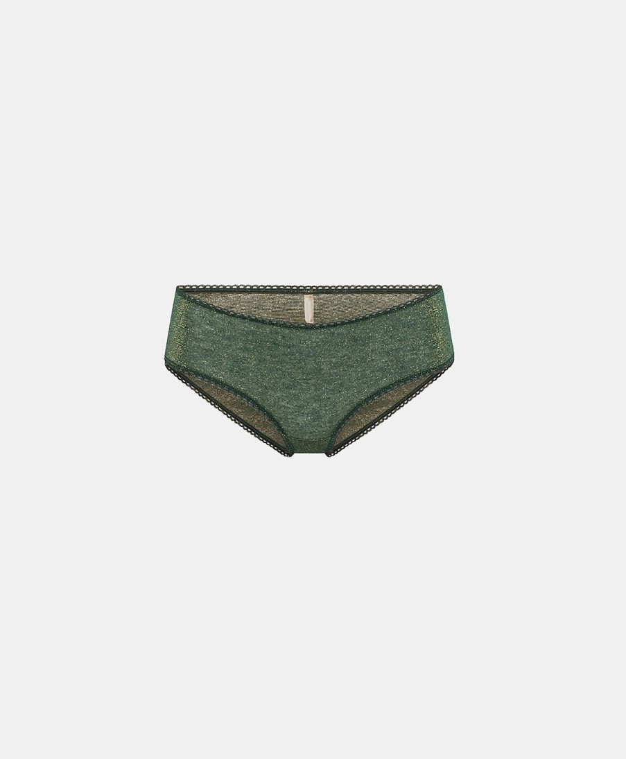 Underwear Momoni | Amaca Slip In Lurex Jersey - Forest Green