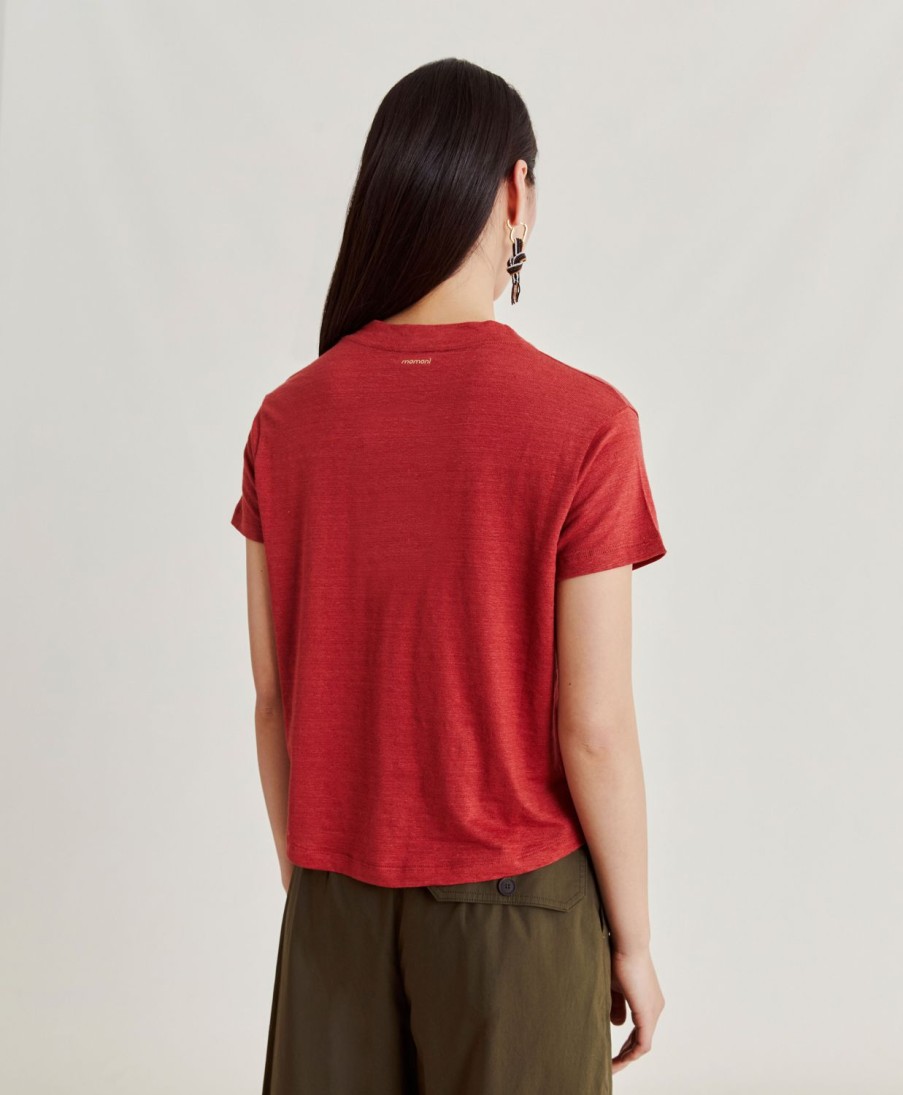 Clothing Momoni | Lottie Tshirt In Linen Jersey - Burgundy