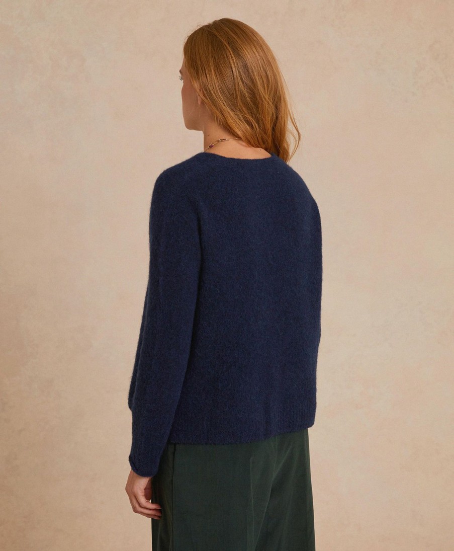 Clothing Momoni | Ostrya Knitwear Fleece-Effect Baby Alpaca - Blue