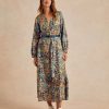 Clothing Momoni | Amede Dress In Printed Silk Twill - Multicolor Green