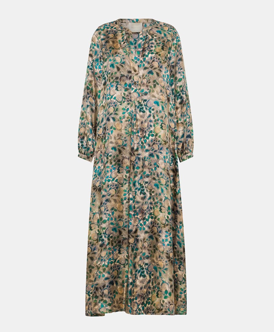 Clothing Momoni | Amede Dress In Printed Silk Twill - Multicolor Green