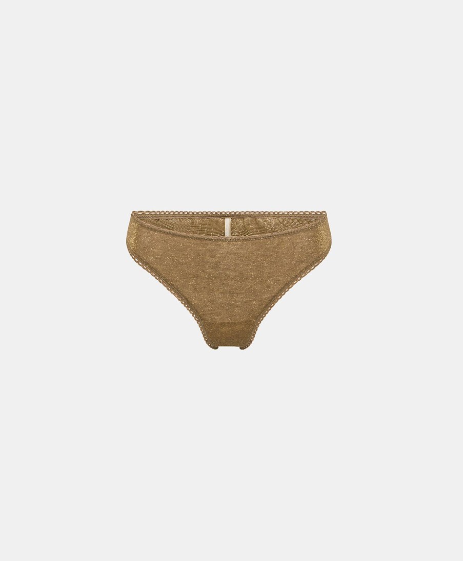 Underwear Momoni | Arca Slip In Lurex Jersey - Cigar Brown