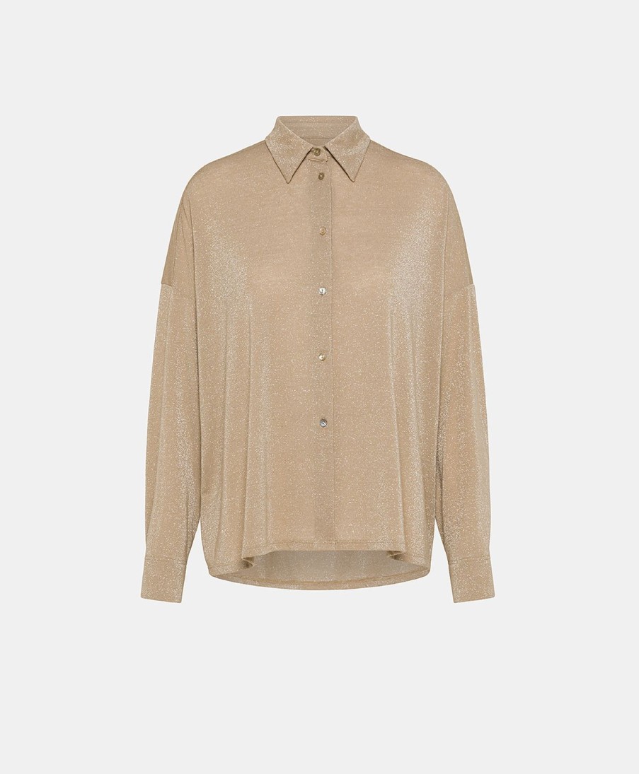 Clothing Momoni | Lucciola Shirt In Lurex Jersey - Beige