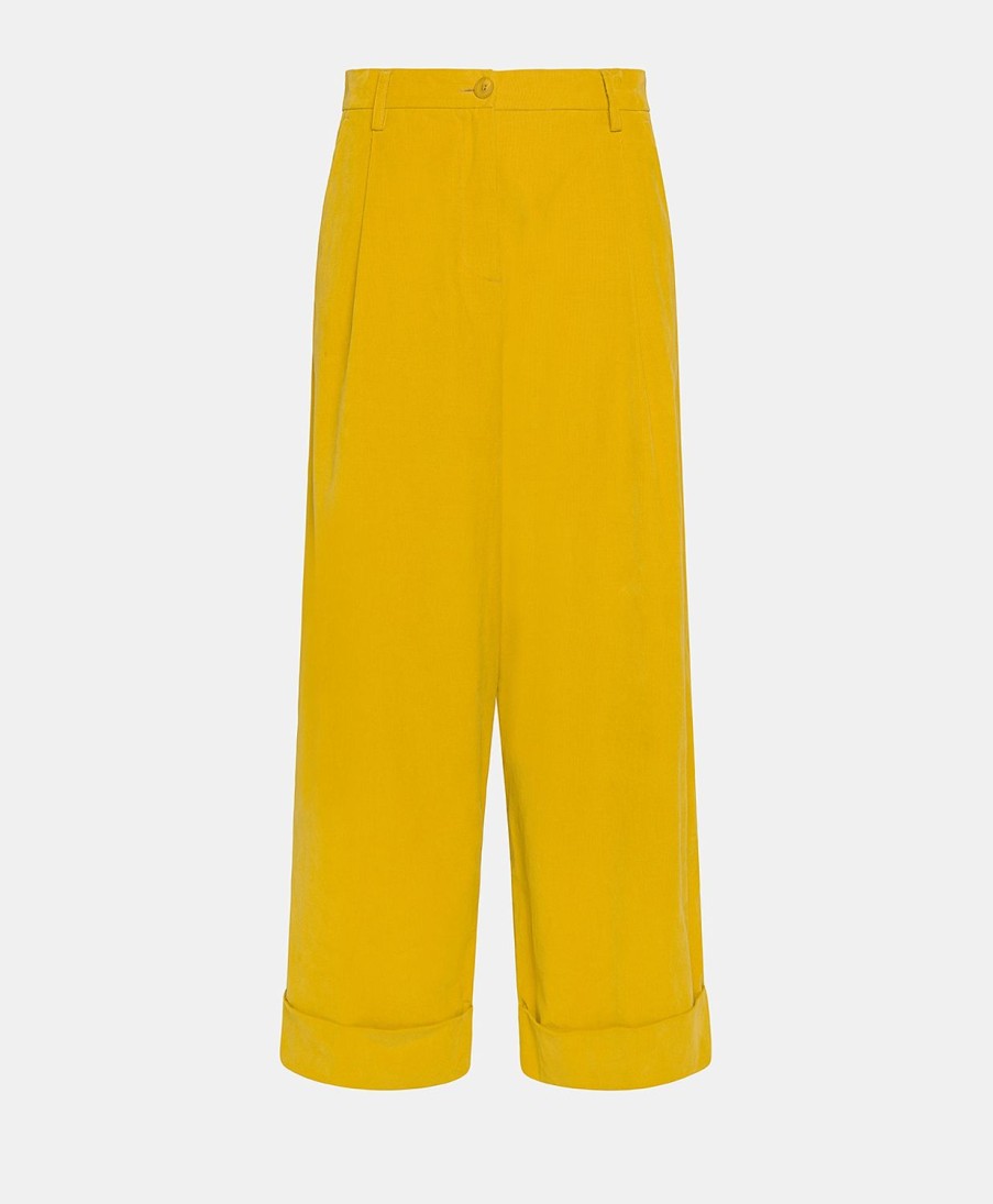 Clothing Momoni | Grecale Bis Pant In Stretch Corduroy - Yellow