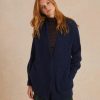 Clothing Momoni | Cardigan Chamonix Fleece-Effect Baby Alpaca - Blue