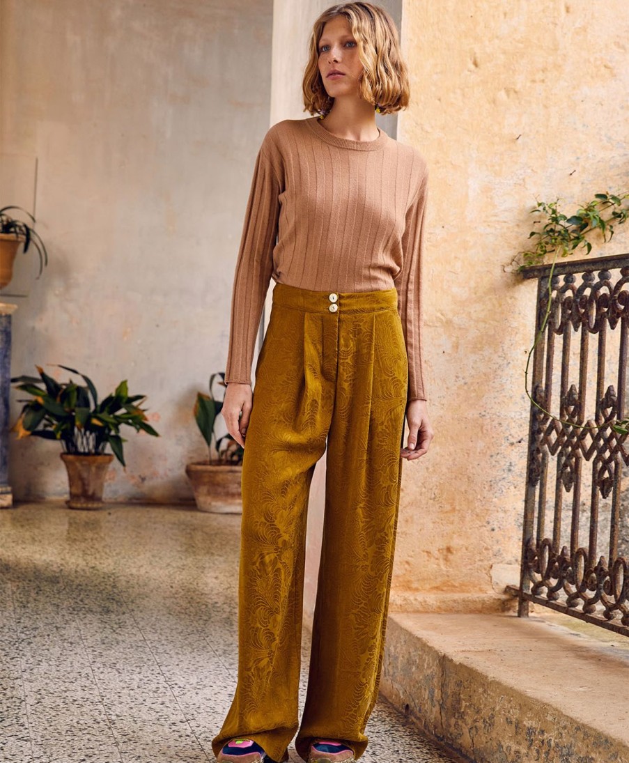 Clothing Momoni | Pascal Pant In Jacquard Cupro - Oil