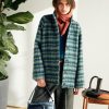 Clothing Momoni | Norvegia Coat In Check Casentino Wool - Petrol Blue