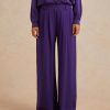 Clothing Momoni | Lanzarote Pant In Solid Colour Satin Crepe - Violet