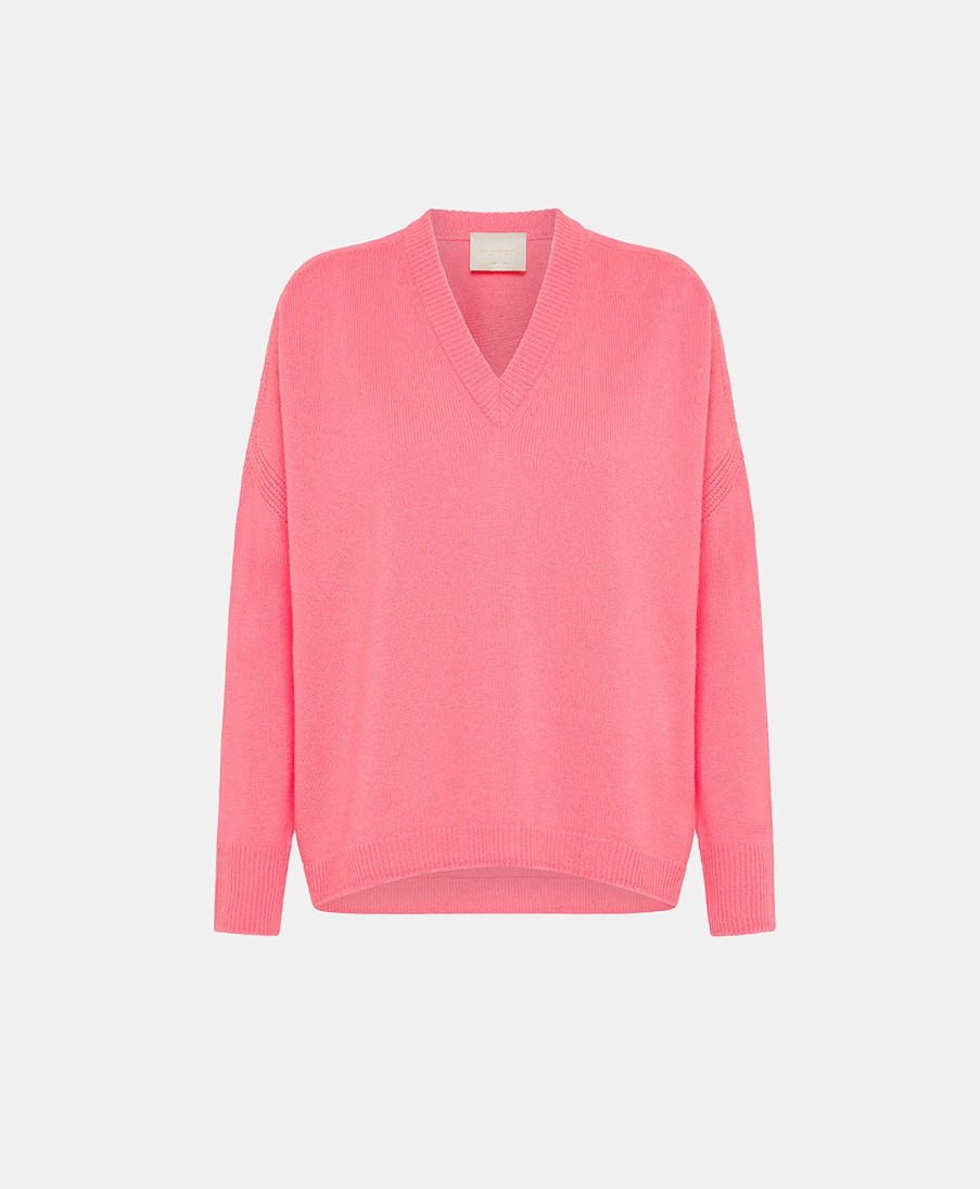 Clothing Momoni | Ariel Knitwear In Plain Wool/Cashmere - Fluo Pink