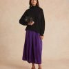 Clothing Momoni | Nicolas Skirt In Solid Colour Satin Crepe - Violet